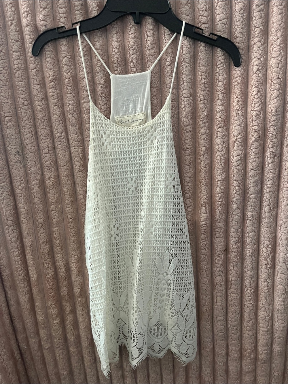 Crochet Lace White Tank Dress - Unbranded